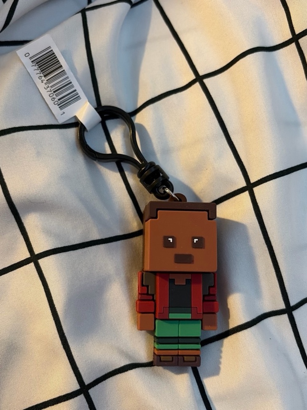 Pixel Character Rubber Keychain - Brown, Red, Green